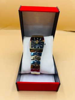 Montre ronde Bracelet extensible métal argenté & doré Quartz :